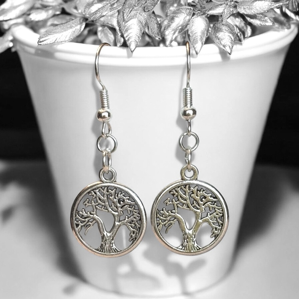 5 For $25💫Silver Filigree Tree of Life Dangles Earrings